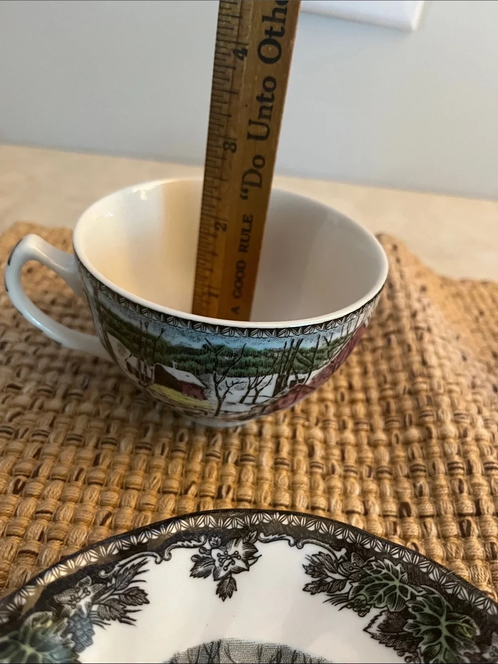 Vintage 2 Johnson Brothers England Friendly Village ICE HOUSE Cup & Saucer Set